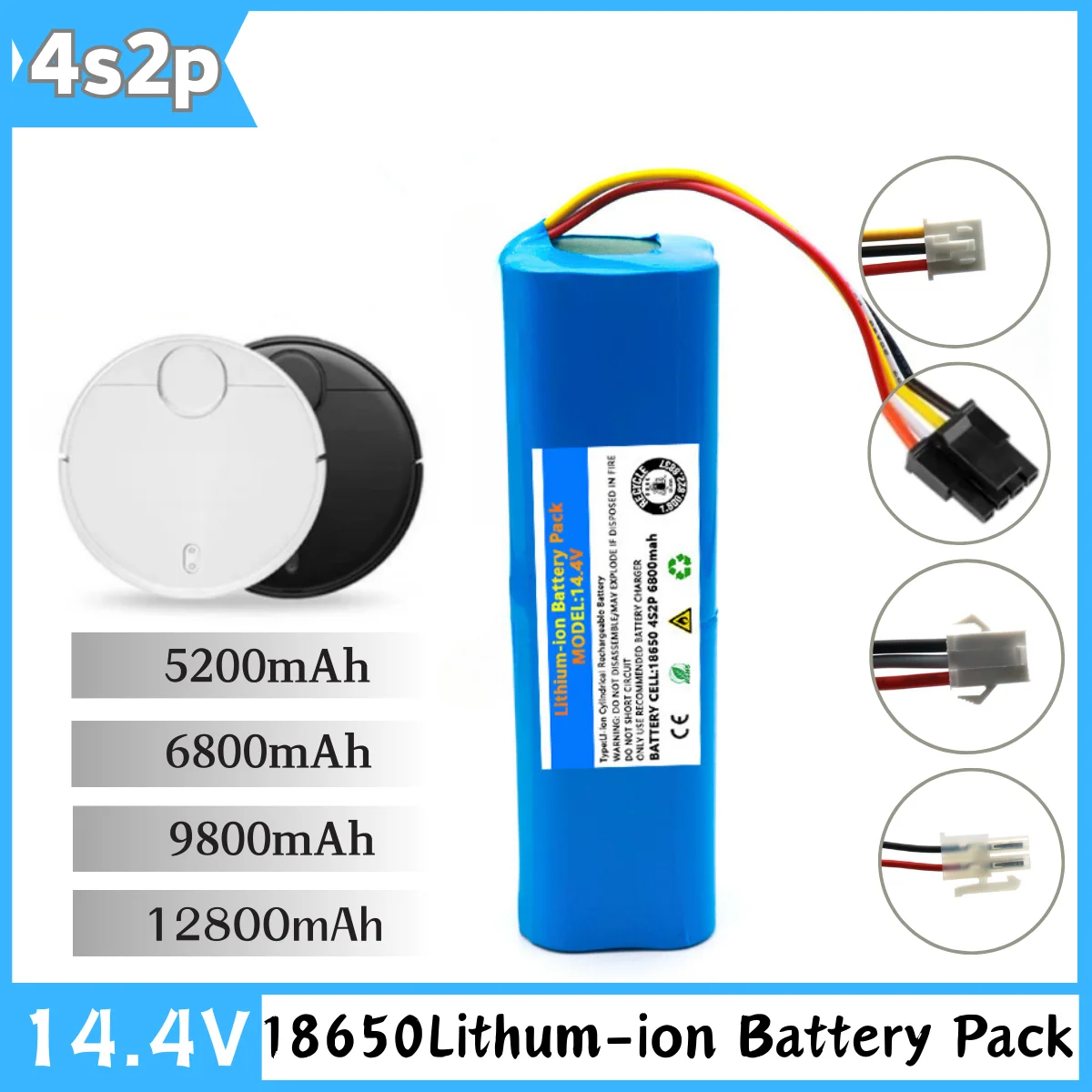 

4S2P 14.4V Battery pack ,Replacement For XiaoMi Lydsto R1 Roidmi Eve Viomi S9 Dreame D9 Robot Vacuum Cleaner battery ccessories