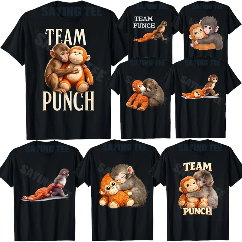 Monkey Punch Baby Grafik-T-Shirt „Little Punch Big Love“ – Team Punch Süßer Affe Y2K Niedliches Spruch-T-Shirt – Neuartiges Geschenk, Virales Kleidungsstück
