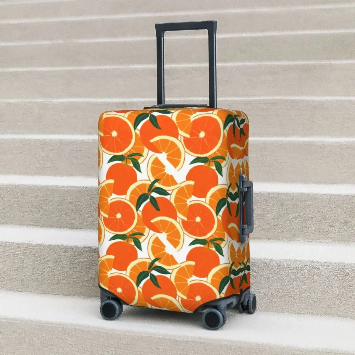 

Orange Pattern Suitcase Cover Fruit Harvest Nature Business Protector Vacation Elastic Luggage Case