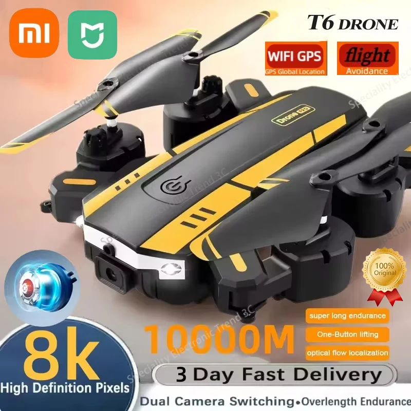 Xiaomi T6 Drone 8K HD GPS Camera Obstacle Avoidance Aerial 10000M Photography Optical Flow Foldable Quadcopter Gift