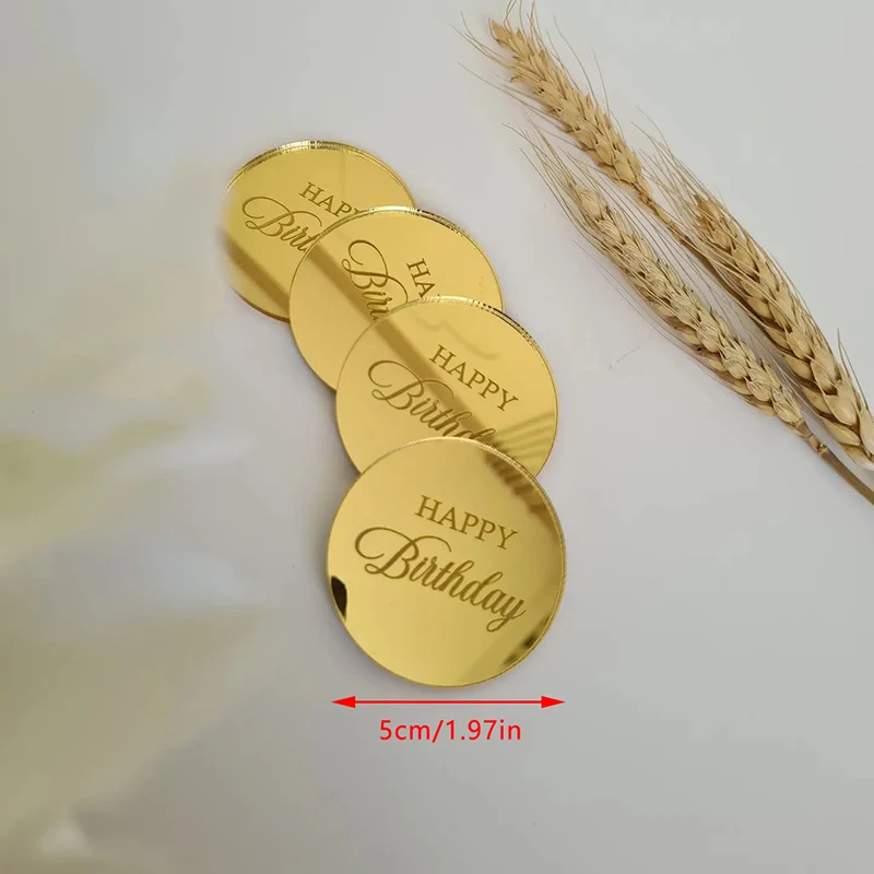 cake decoration accessories Happy Birthday Party Cake Decoration Acrylic Round Cake Side Decor Gold Toppers Gift Decor Cupcake Dessert Accessories