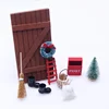 Doll House Elf Door Set Christmas Decor Fake Light String Hat Wreath Mini Tree Gift Boxes Fairy Toy House Miniature Scene Model 5