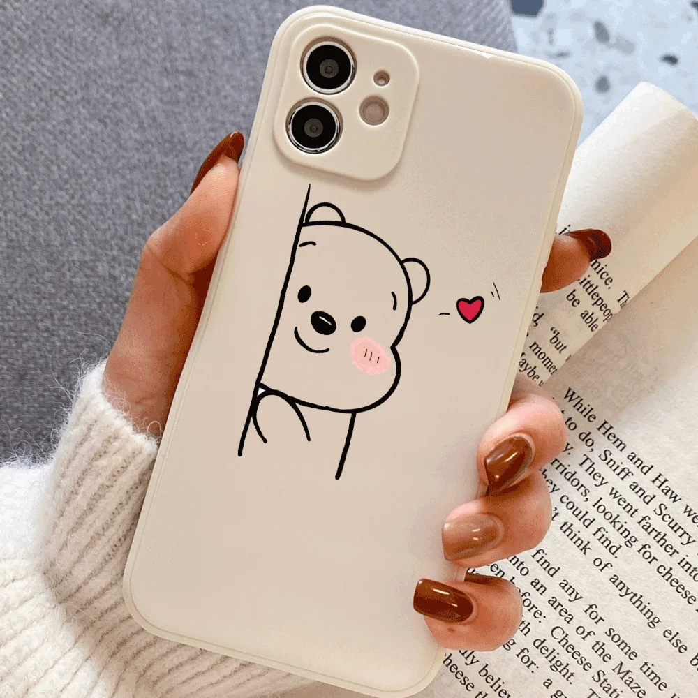 Lovely Bear Silicone Phone Case - Durable TPU Protective Cover