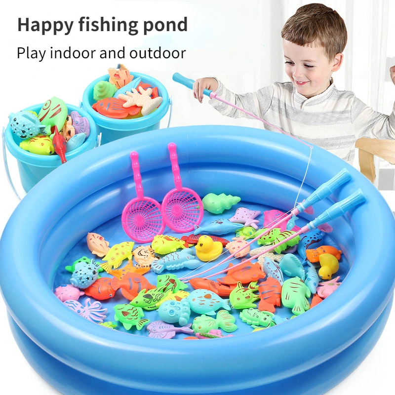 Children Fishing Toy Pool Set Family Square Swimming Magnetic Fishing Rod  Plastic Parent-child Interactive Fishing Game - Fishing Toys - AliExpress