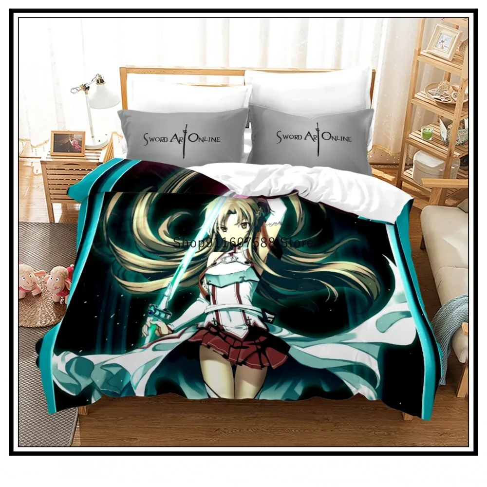 Anime Schwert Art Online Bettbezüge 3D Gedruckt Bettwäsche Set Kissenbezüge kinder Bettwäsche Bettwäsche Luxus Hause Textilien – Detail 9