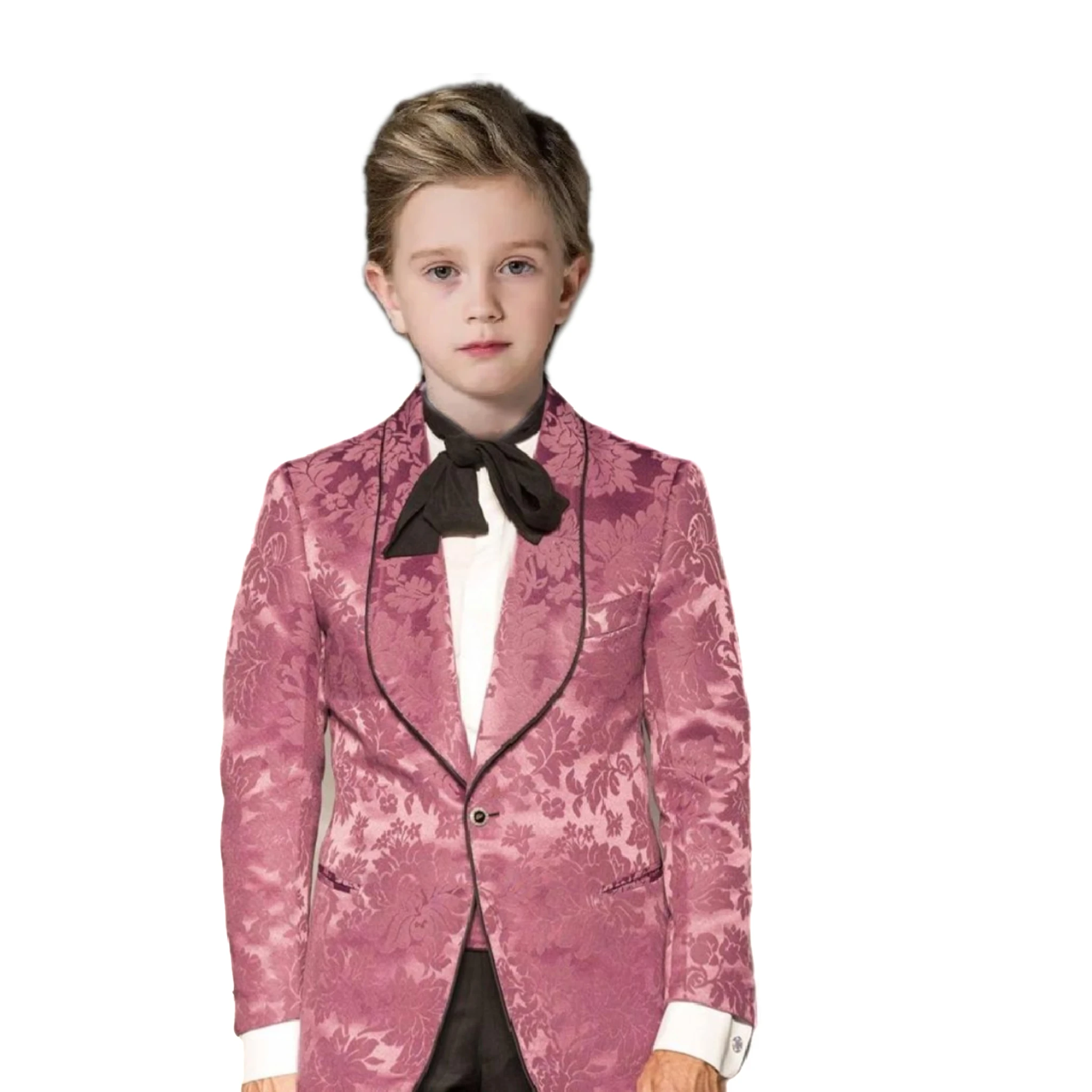 

Children's Suits Pink Cotton Gentlemen Outfit Vintage Formal Wedding Tuxedo Groom's Suit Vest Blazer Pants Customized 2Pcs