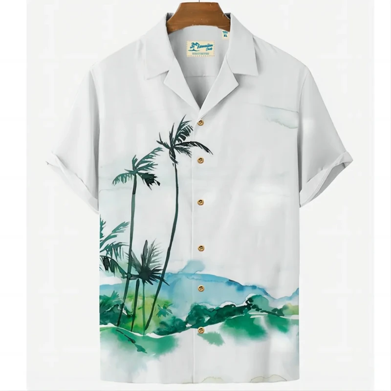 2023 summer Fashionable men's Hawaiian shirt Harajuku 3d palm tree
