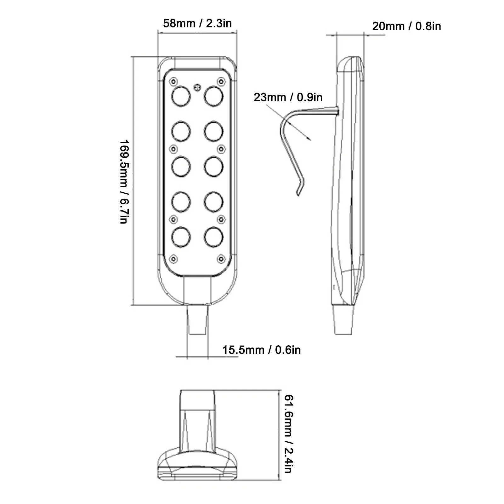 Bed Remote Control Lifting Bed Controller Electric PVC IP66 Wear Resistant Chair Hand Control for Hospital (8 Pin)