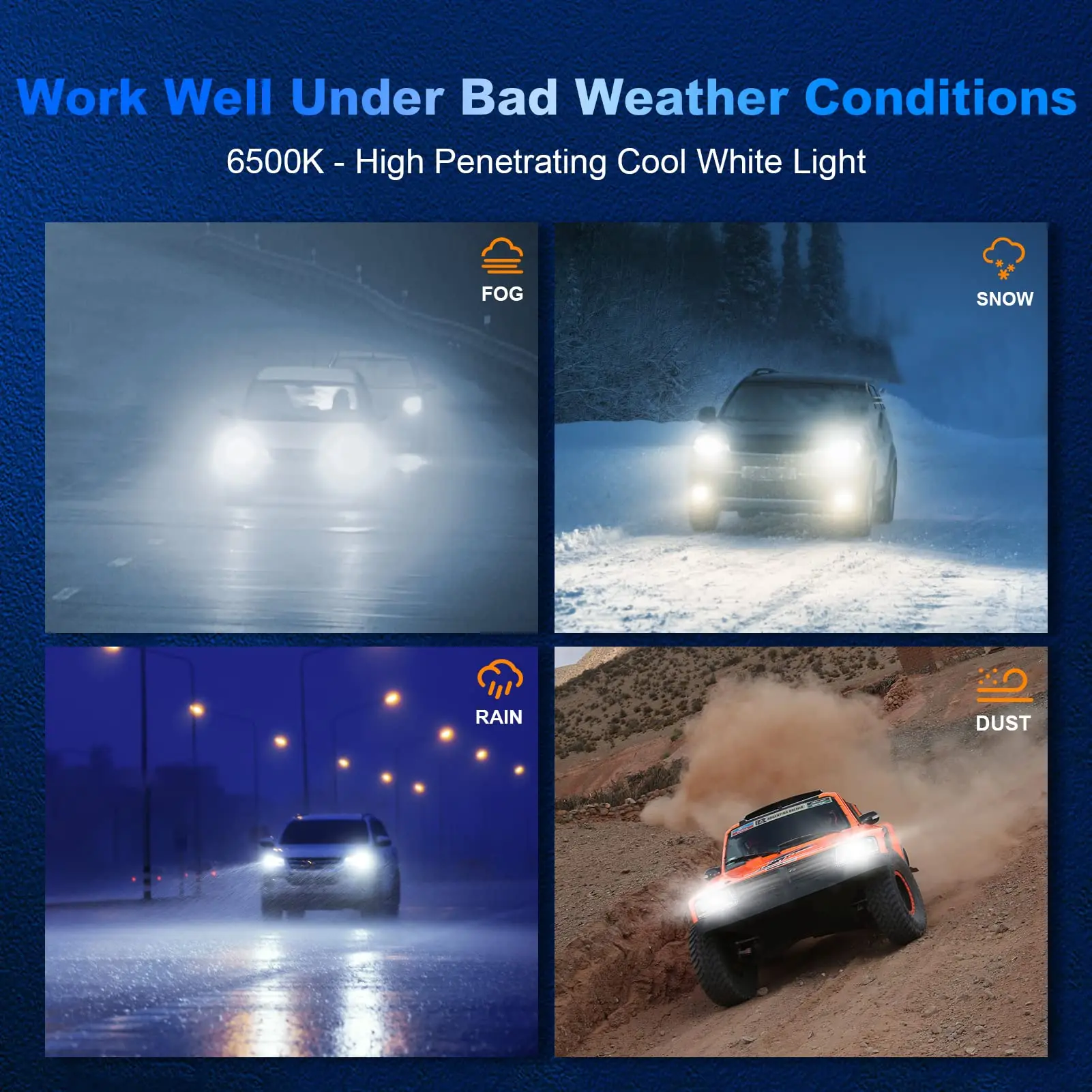 9012 LED Headlight Bulbs ,Super Bright High and Low Beam Headlight Bulbs Kit, 6500K Cool White Light LED