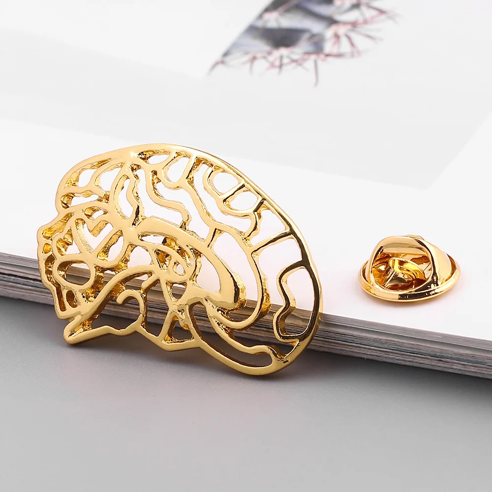 10PCS/Lot Human Organ Brain Shape Stomach Hollow Alloy Brooch Wholesale Bag Collar Accessories