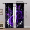 2pcs, Curtains Purple Rose Butterfly Flower Romantic Valentine's Day Blackout Polyester Versatile Applies to Holiday Decorations 5