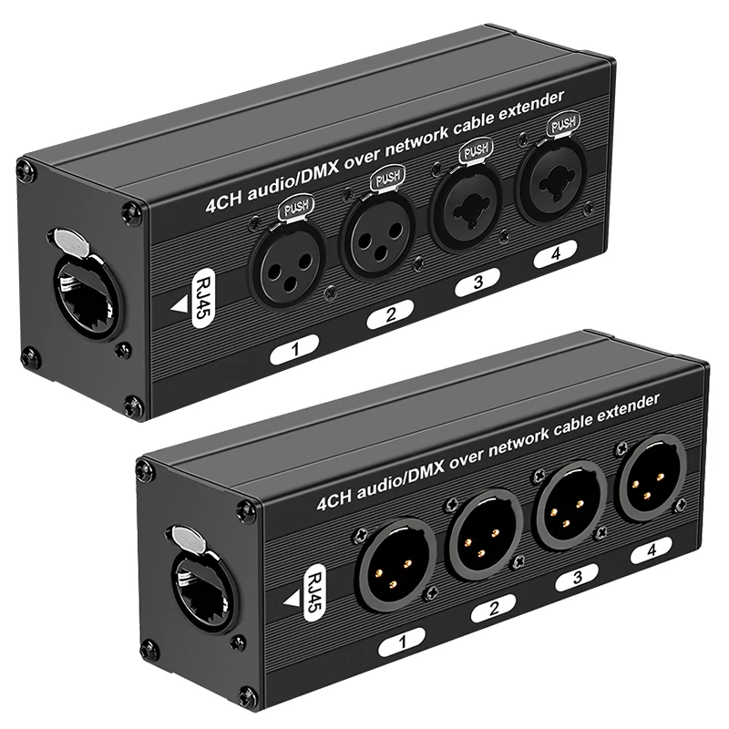 Shielded RJ45 CAT5 to 4-Channel XLR Male/Female Multi-Network Cable