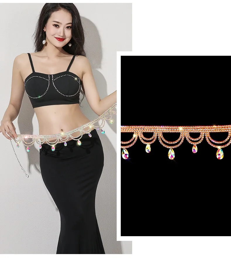 Mode Frauen Taille Kette Bauchtanz Gürtel Schmuck Dancewear Outfit Kostüm Strass für Bauchtanz Leistung – Detail 10
