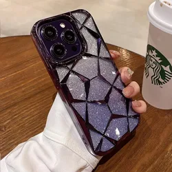 Luxury Glitter Bling 3D Diamond Marble Phone Case - Shockproof Soft TPU Cover - iPhone 11 (PURPLE)