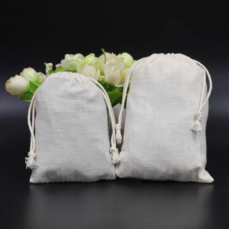 Natural Cotton Storage Bags - 10/20/50/100 Pcs/Lot Wedding Gift Package Pouches Eco-Friendly Fabric Organizer for Home & Kitchen 2