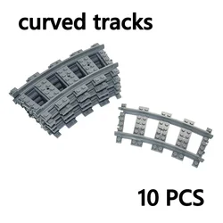 City Trains DIY Building Blocks: Flexible Railway Tracks Set with Bridge and Tunnel (Curved 10pcs)