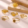 88198-7b581b.jpg Bague d'été imperméable couleur or rose pour femmes, anillos romantiques en forme de fleur de marguerite, en acier inoxydable, cadeaux élégants pour fête