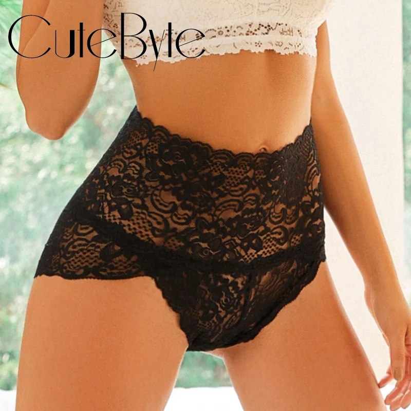 Lace Panties Female Underwear Women Panties Womens Underwear Sexy High-Rise Lace Briefs Comfortable Stretchy Semi Sheer French-Cut Panties Women's Underwear Breathable Lingerie S-2XL