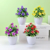 1pc Artificial Flowers Five Leaf Plum Small Potted Plants