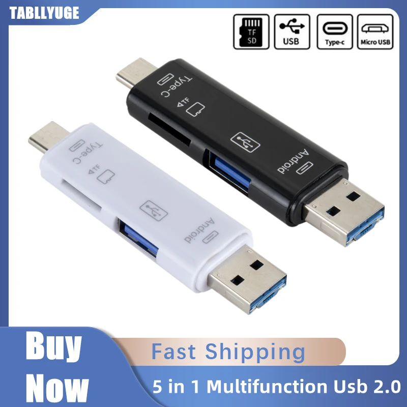 

5 в 1, многофункциональный USB Type C/Usb /Micro Usb/Tf/SD кардридер памяти