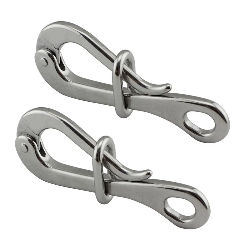 

2PCS 100mm Quick Release Hook Ship Hook 316 Stainless Steel Pelican Hook for Lifeboats Liferafts