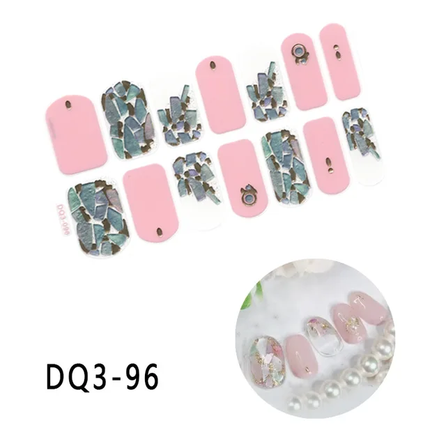 Korean Fashion Colorful 3D Glitter Sequins Nail Art Stickers Manicure DIY Nail Strips Wraps Solid Color DQ3-096