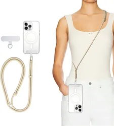 Universal Adjustable Crossbody Phone Lanyard with Anti - Theft Neck Strap - Polyester / Nylon (Khaki)