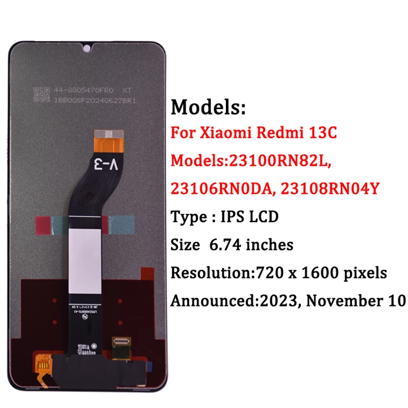 Display LCD Touch Screen Per Xiaomi Poco C65 / Redmi 13C – Nero Con Cornice, Kit Riparazione Incluso