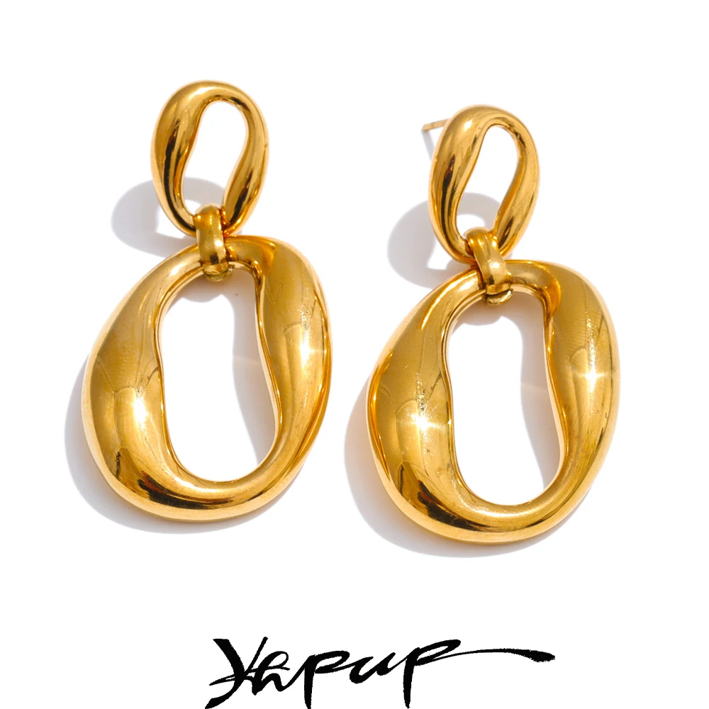 Yhpup 18K Golden PVD Plated Stainless Steel Drop Dangle Earrings