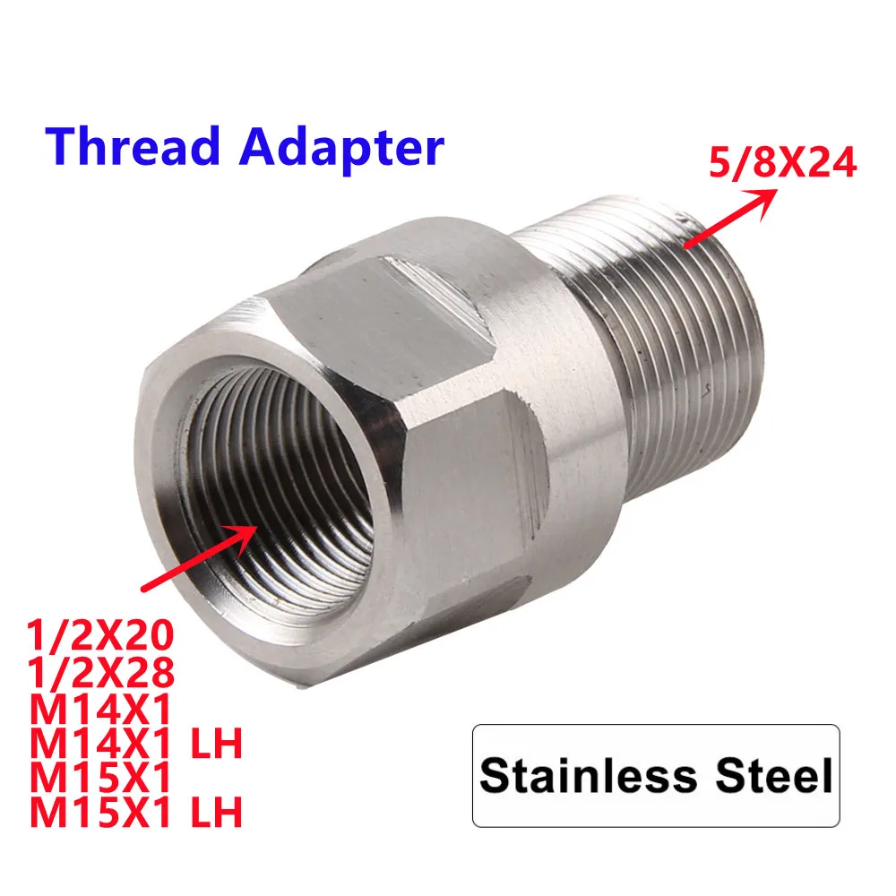 NEW 1/2-28 ID to 5/8-24 OD Threaded Adapter Stainless Steel Free Shipping