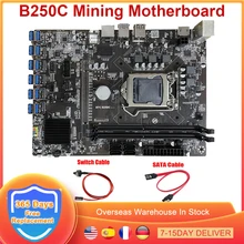 B250c btc mineração placa-mãe lga 1151 12 pcie para usb3.0 gpu placa gráfica slot suporta ddr4 dimm ram para eth bitcoin miner rig