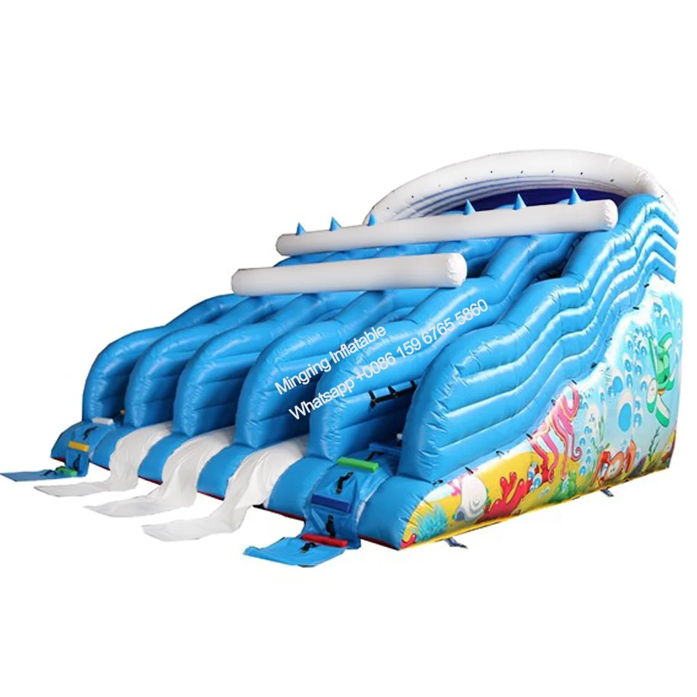 Commercial Mobile Giant Inflatable Ground, Five Slide Wave Water Park, Onland Water Slide with Swimming Pool pqwt m100 underground water well 100m water survey equipment mobile ground water detector