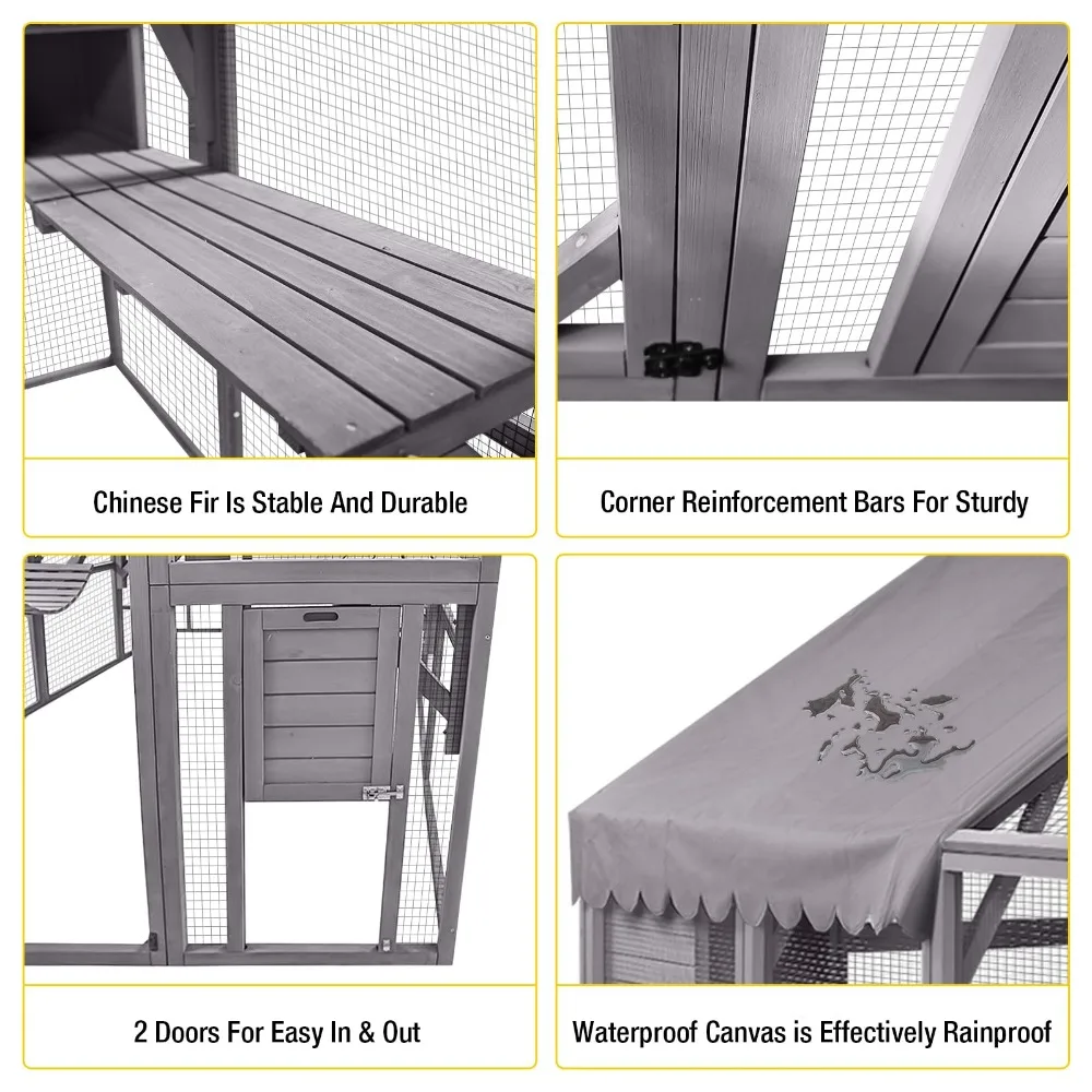 Outdoor Cat Enclosure Large for Multiple Cats, Outdoor Wooden Cat House