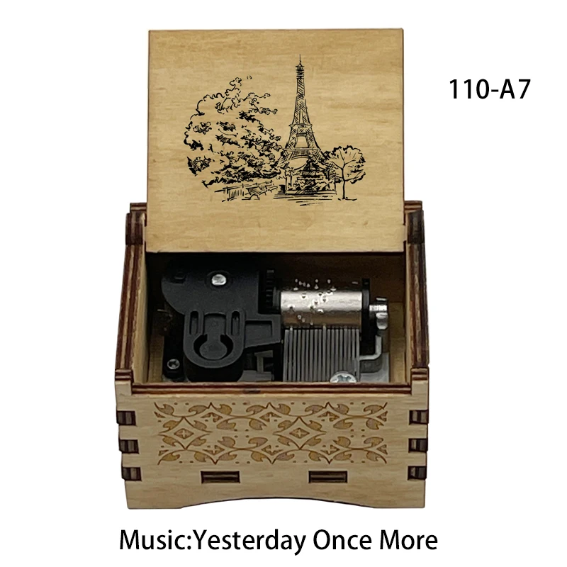 Wooden Music Box Yesterday Once More Song Wind Up Musical Box Gift for Girlfriend Boyfriend Wife Christmas Birthday Home Decor