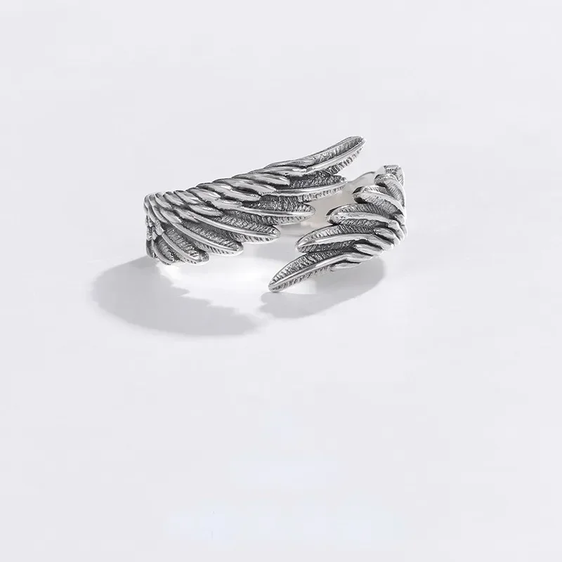 

Angel Wings 925 Sterling Silver Rings Christmas Gift for Couple Jewelry Fashion Charms Retro Accessories Adjustable Opening