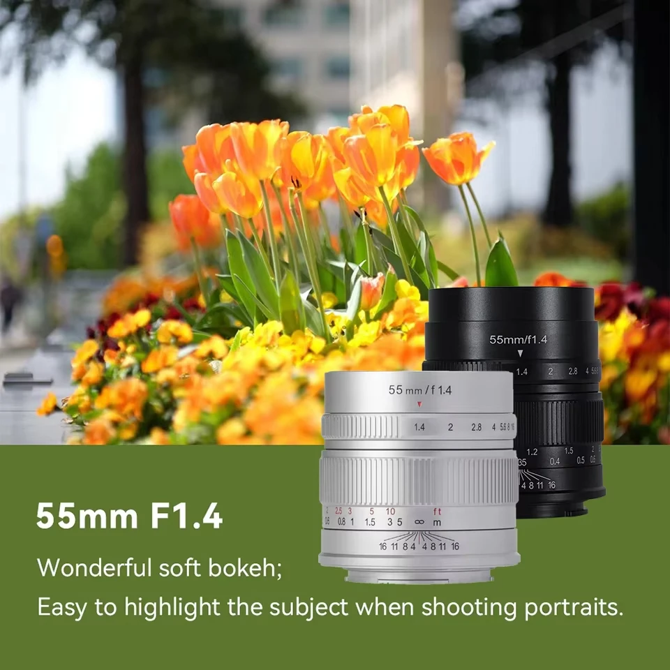 7artisans APS-C 55mm F1.4 대구경 수동 초점 미러리스 카메라 렌즈 ( E, 후지필름 XF 마운트, 인물 사진 촬영용)