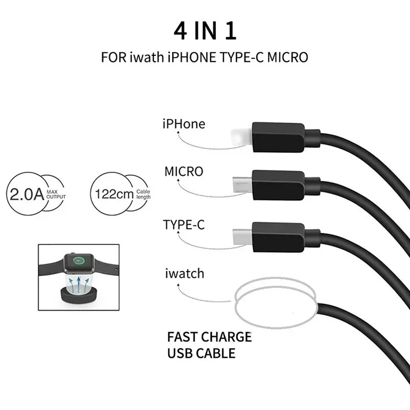 Watch Charger 4 In 1 USB Type C PD for IPhone Android Fast Watch Magnetic Wireless for Apple Watch IWatch 1-9 Ultra SE