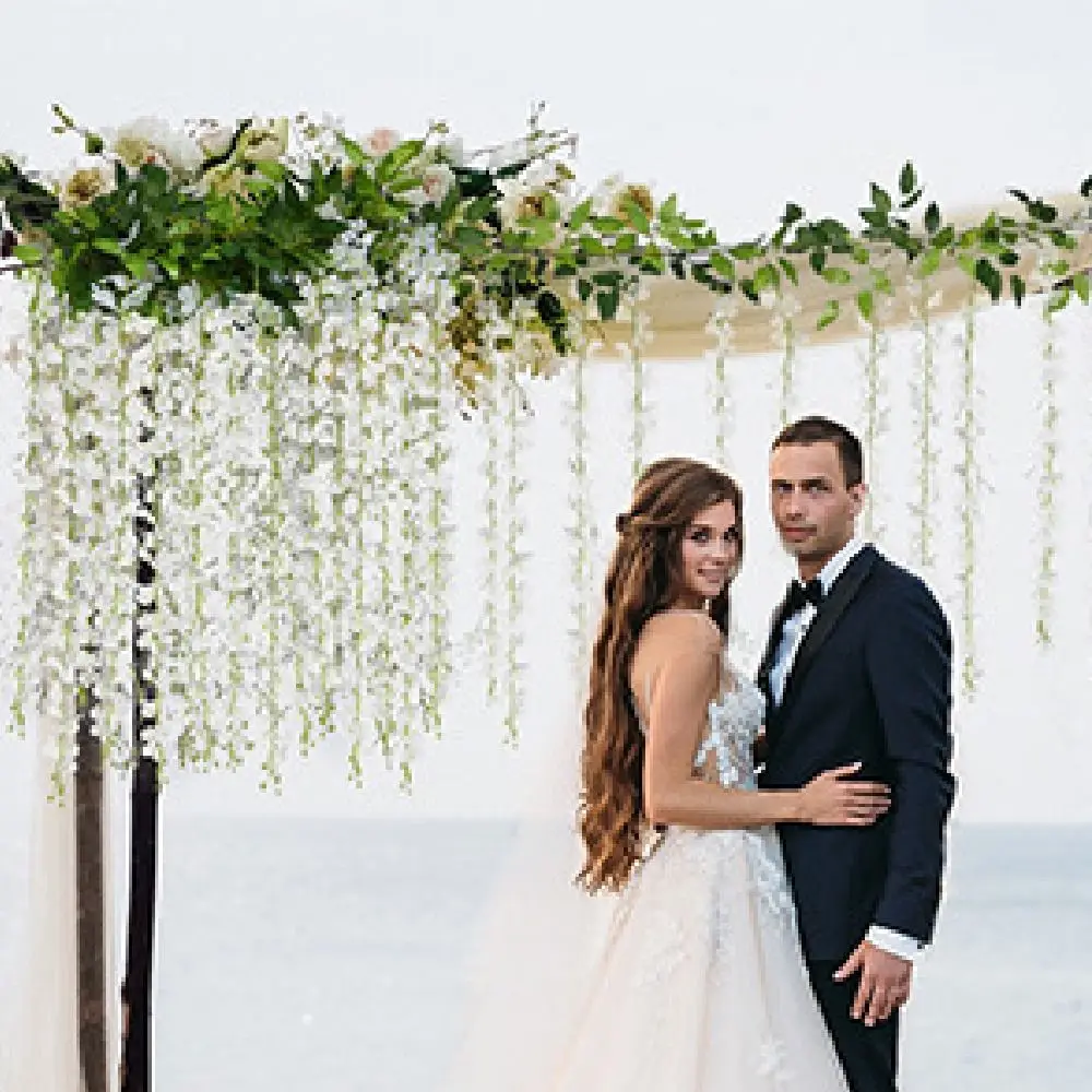 Hanging Artificial Flowers Rattan 10 Branches Large Simulation Wisteria Flowers Waterproof Handmade Fake Silk Flower Vine