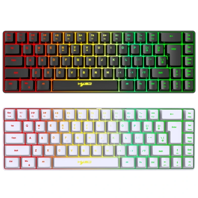 

60% компактная 68-клавишная клавиатура с прозрачным корпусом, настоящая RGB-подсветка, USB-проводная игровая клавиатура, для