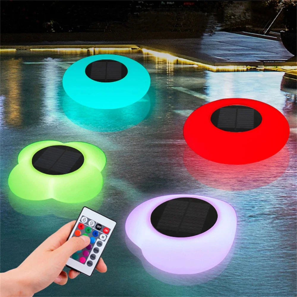 Remote Control Solar Swimming Pool Lights Outdoor RGB Floating Pool Light Night Lights Solar Water Drift Lamp Lawn Lamp sy 1set nieuwe collectie acrylic hookah shisha water pip complete set remote control lights hookah