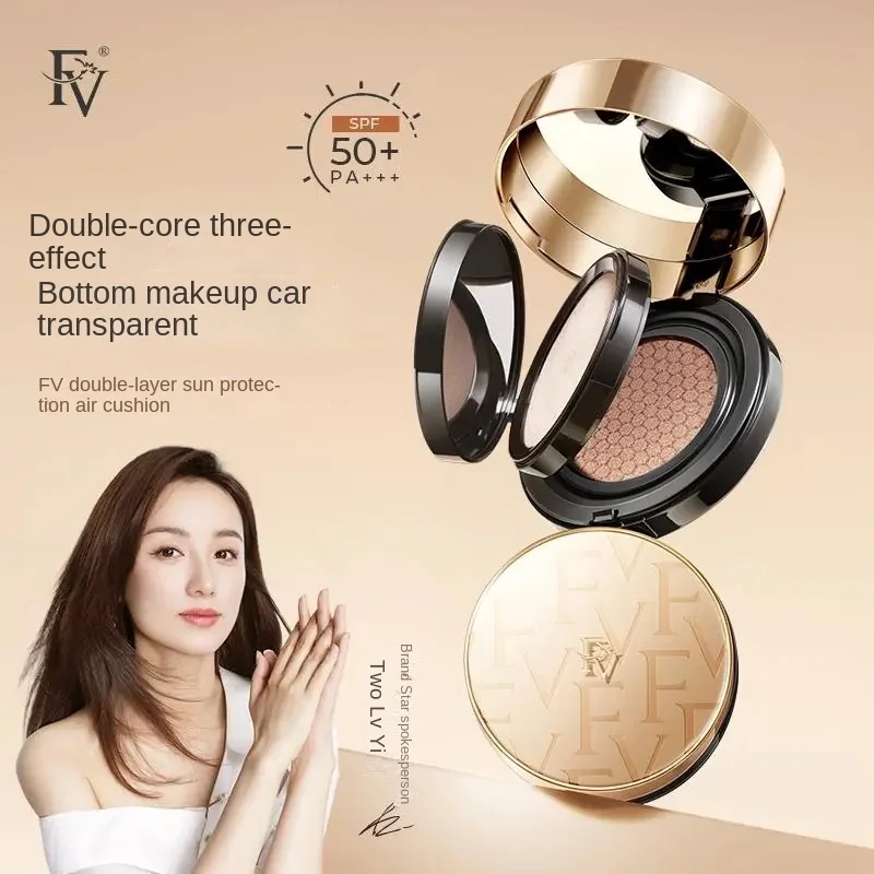 

FV Double Layer Sunscreen Air Cushion Pressed Powder Oil Control Moisturizing Concealer Makeup Setting SPF50 Sunscreen 3 In 1