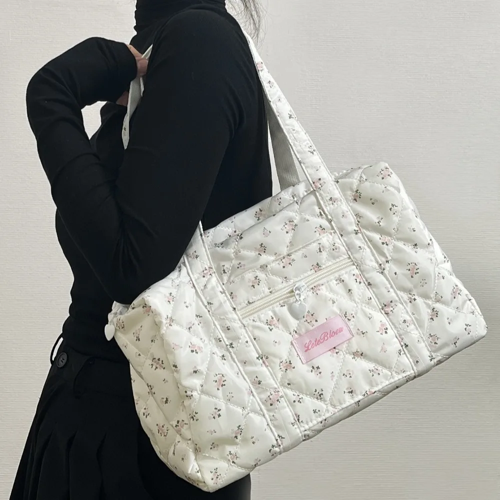 Korean Style Stroller Organizer Bags Multi-pocket Flower Baby Diaper Organizer Baby Care Storage Large Capacity Women Handbag