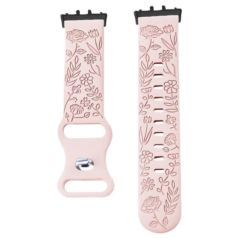Floral Design Silicone Engraving Watch Strap Bracelet