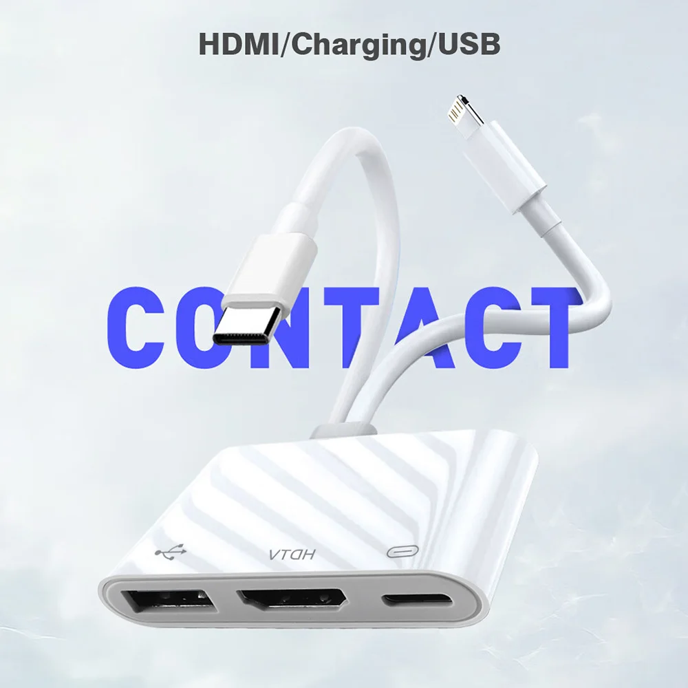 Lightning/Type-C to HDMI Adapter for iPhone iPad Samsung to TV 2K Digital AV HDMI Adapter Cord