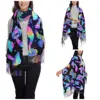 Trippy Mushroom Psychedelic Shawls Wraps for Womens Winter Warm Long Soft Scarf Shrooms Pashmina Tassel Scarves 2