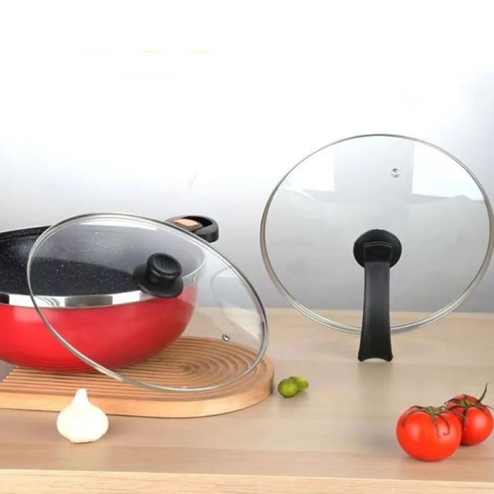 Durable Universal Pot Cover Tempered Glass Visible Pot Lid Stainless Steel Round Wok Pan Lid Kitchen Accessories