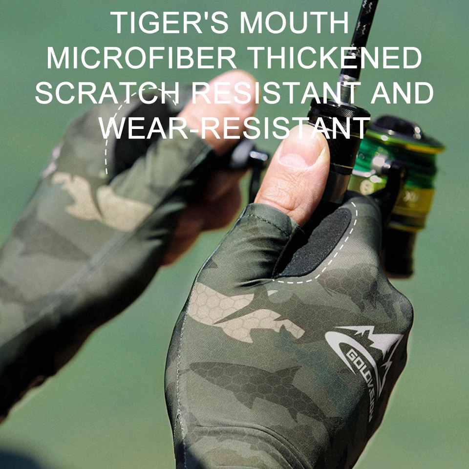 Fingerless Fishing Gloves Anti Slip Anti-cut Breathable High Elasticity Men Cycling Running Ice Silk