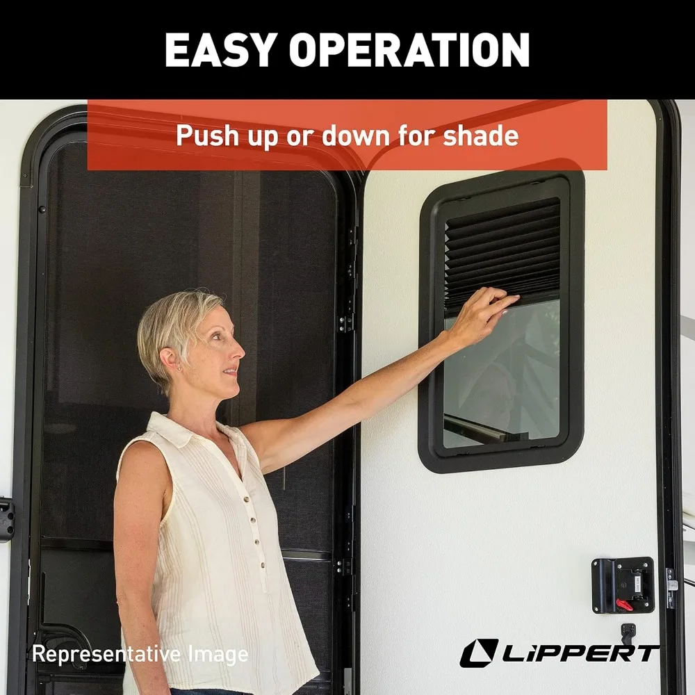 806621 Thin Shade Complete Window Kit for RV Entry Doors, Black 4