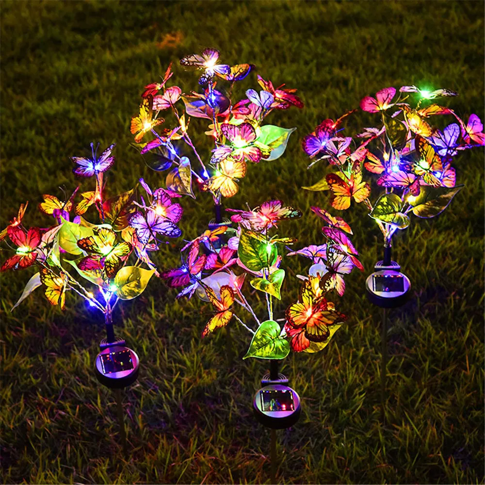 Panel słoneczny motyl lampa naziemna oświetlenie zewnętrzne, używane do dekoracji na trawnik ogrodowy willi ogrodowej na imprezę kempingową światła ogrodowe