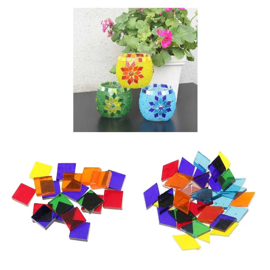 320 and Rhombus ShapeS Glass Mosaic Tiles Tessera for Crafts Multi Colors Mixed 10x10mm, 11mm